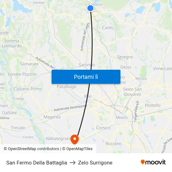 San Fermo Della Battaglia to Zelo Surrigone map