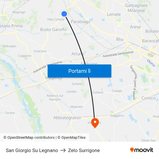 San Giorgio Su Legnano to Zelo Surrigone map