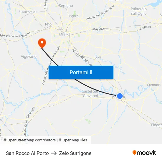 San Rocco Al Porto to Zelo Surrigone map