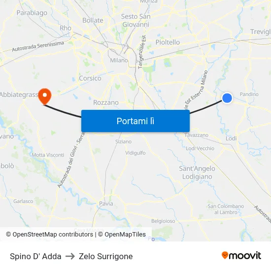 Spino D' Adda to Zelo Surrigone map