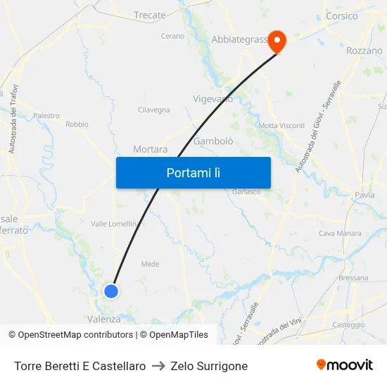 Torre Beretti E Castellaro to Zelo Surrigone map