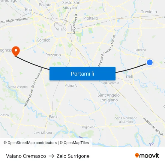 Vaiano Cremasco to Zelo Surrigone map