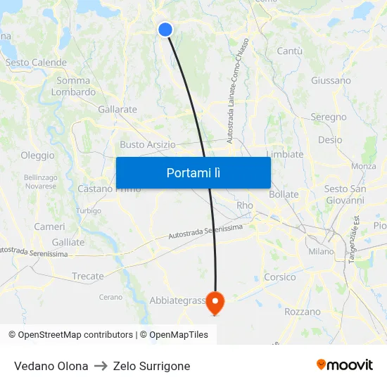 Vedano Olona to Zelo Surrigone map