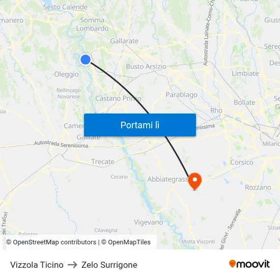 Vizzola Ticino to Zelo Surrigone map