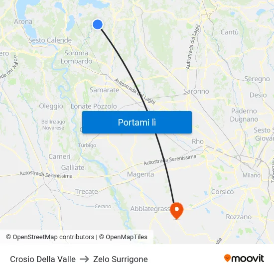 Crosio Della Valle to Zelo Surrigone map