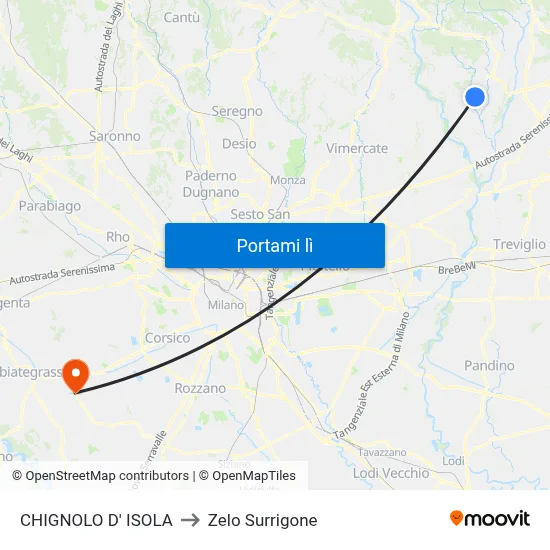 CHIGNOLO D' ISOLA to Zelo Surrigone map