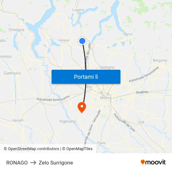 RONAGO to Zelo Surrigone map