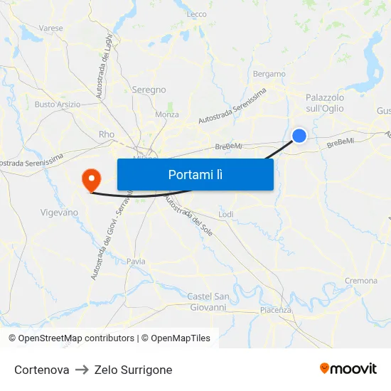 Cortenova to Zelo Surrigone map