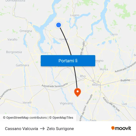 Cassano Valcuvia to Zelo Surrigone map