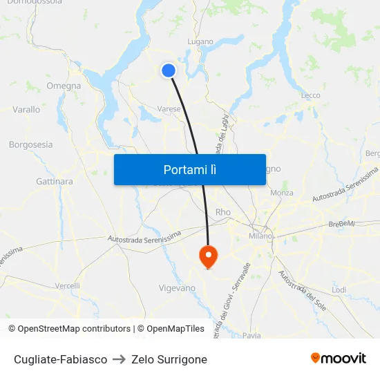 Cugliate-Fabiasco to Zelo Surrigone map