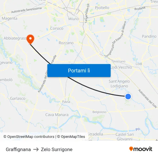 Graffignana to Zelo Surrigone map