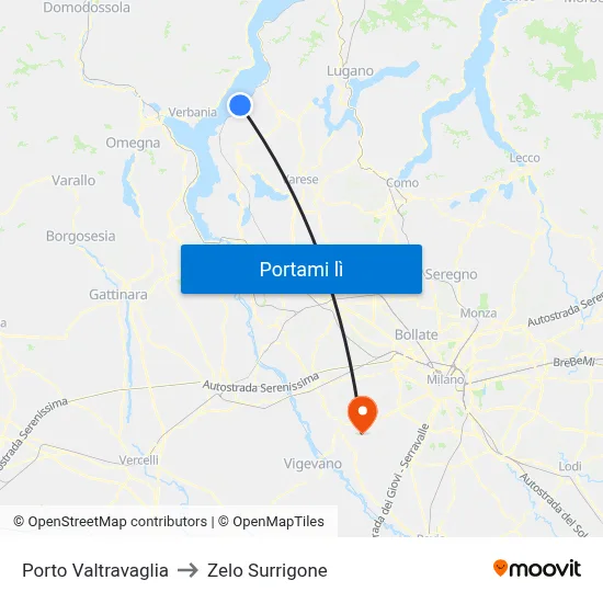 Porto Valtravaglia to Zelo Surrigone map