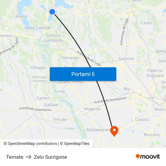 Ternate to Zelo Surrigone map