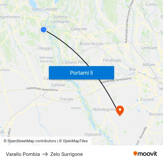 Varallo Pombia to Zelo Surrigone map