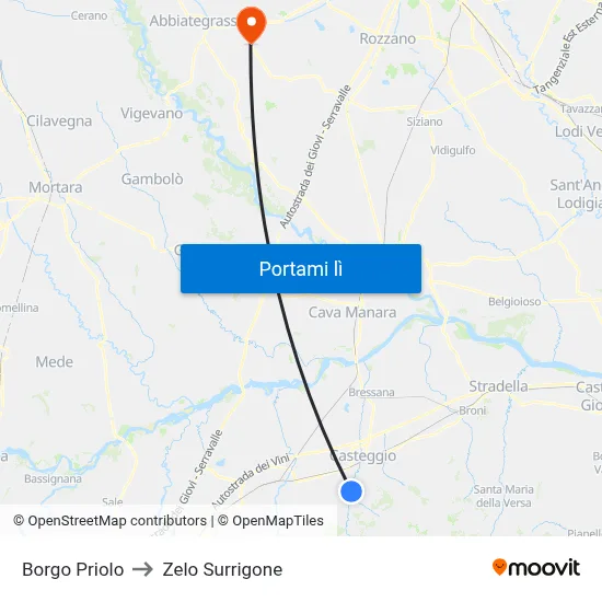 Borgo Priolo to Zelo Surrigone map