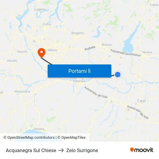 Acquanegra Sul Chiese to Zelo Surrigone map