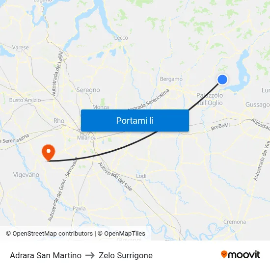 Adrara San Martino to Zelo Surrigone map