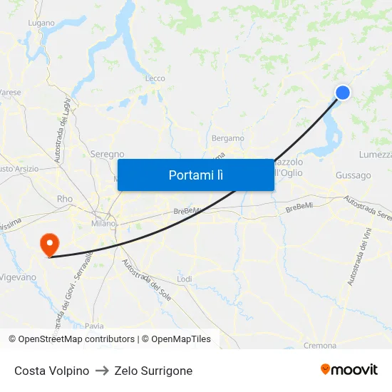 Costa Volpino to Zelo Surrigone map
