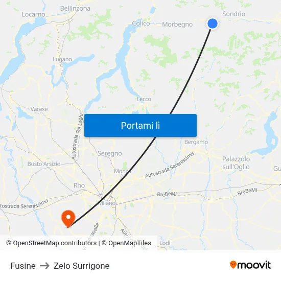 Fusine to Zelo Surrigone map