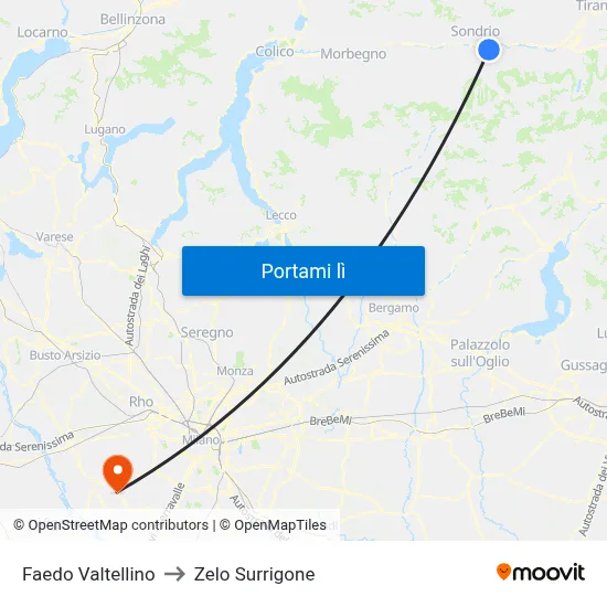 Faedo Valtellino to Zelo Surrigone map