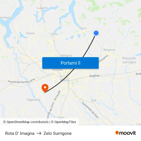 Rota D' Imagna to Zelo Surrigone map