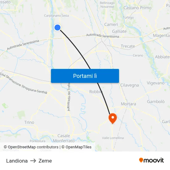 Landiona to Zeme map