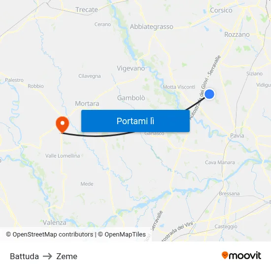 Battuda to Zeme map