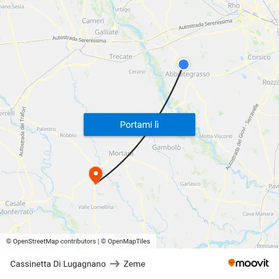 Cassinetta Di Lugagnano to Zeme map