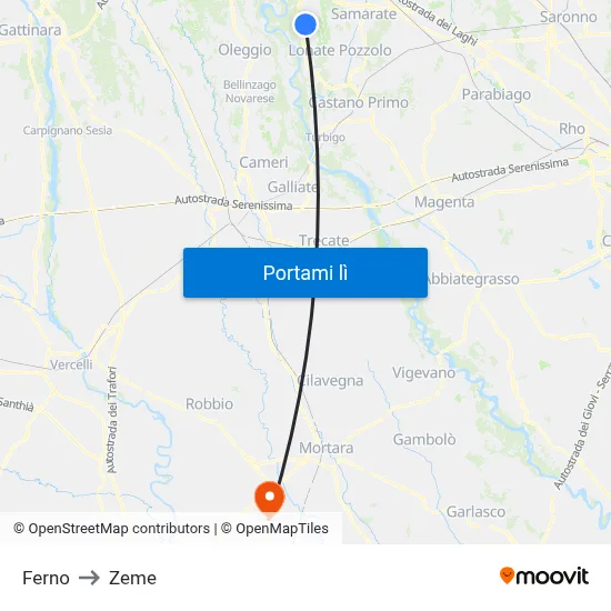 Ferno to Zeme map