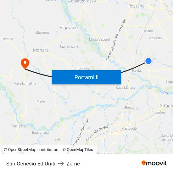 San Genesio Ed Uniti to Zeme map