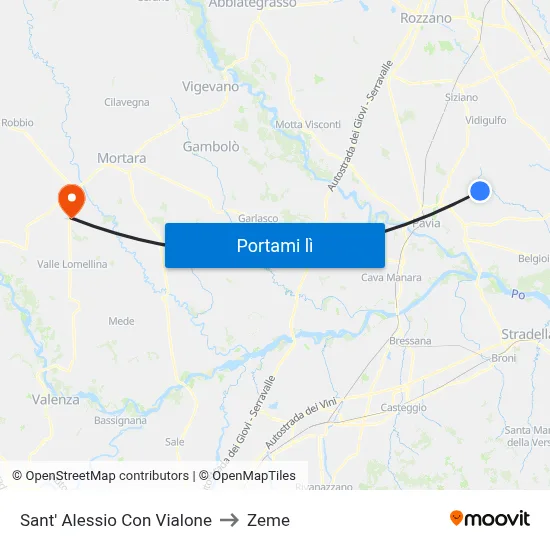 Sant' Alessio Con Vialone to Zeme map