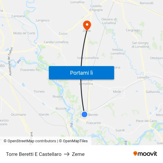 Torre Beretti E Castellaro to Zeme map