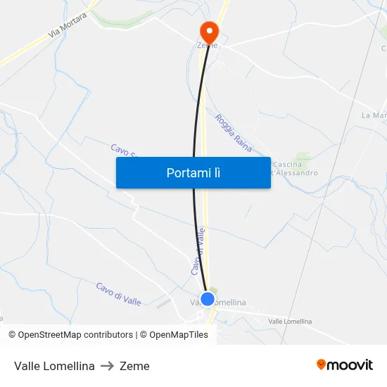 Valle Lomellina to Zeme map