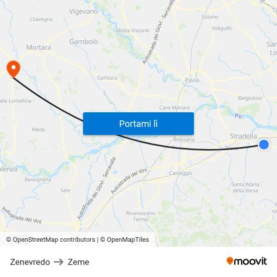 Zenevredo to Zeme map
