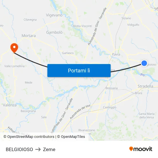 BELGIOIOSO to Zeme map