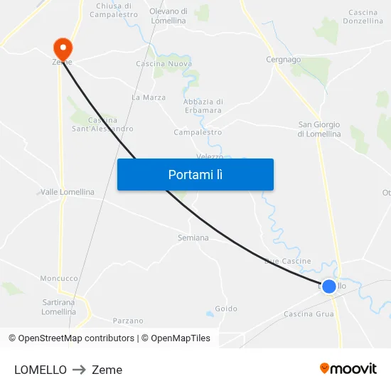 LOMELLO to Zeme map