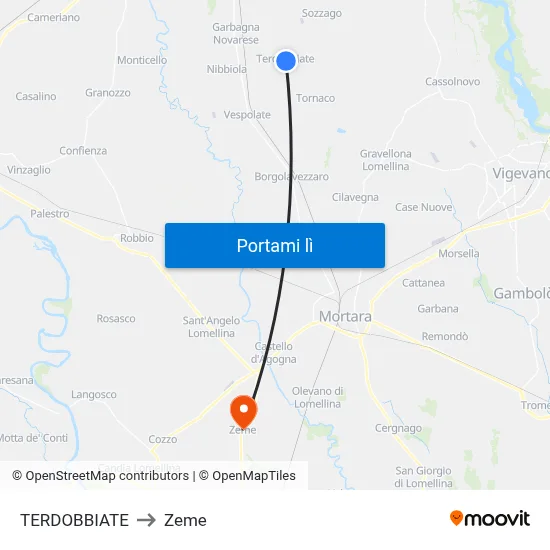 TERDOBBIATE to Zeme map