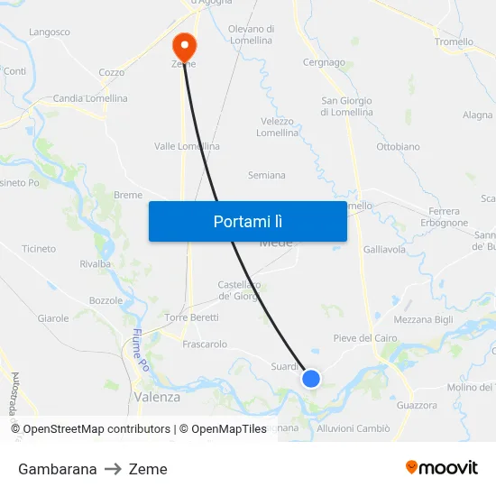 Gambarana to Zeme map