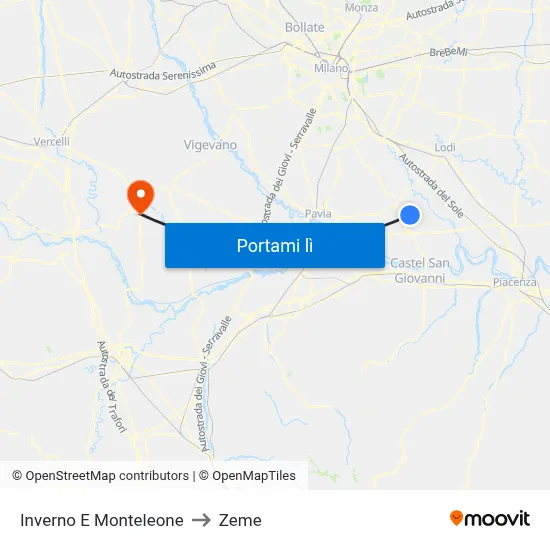 Inverno E Monteleone to Zeme map