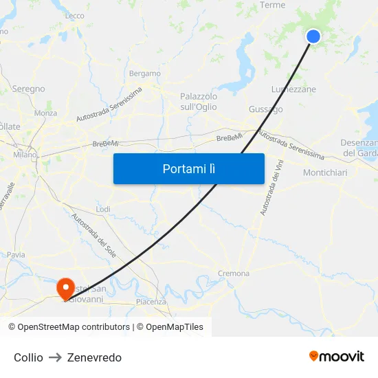 Collio to Zenevredo map