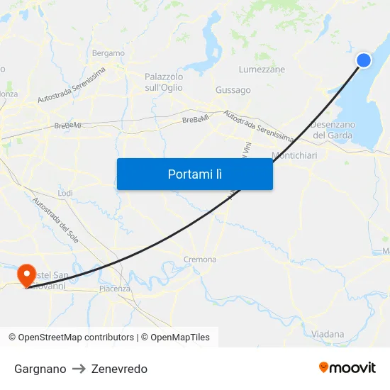 Gargnano to Zenevredo map