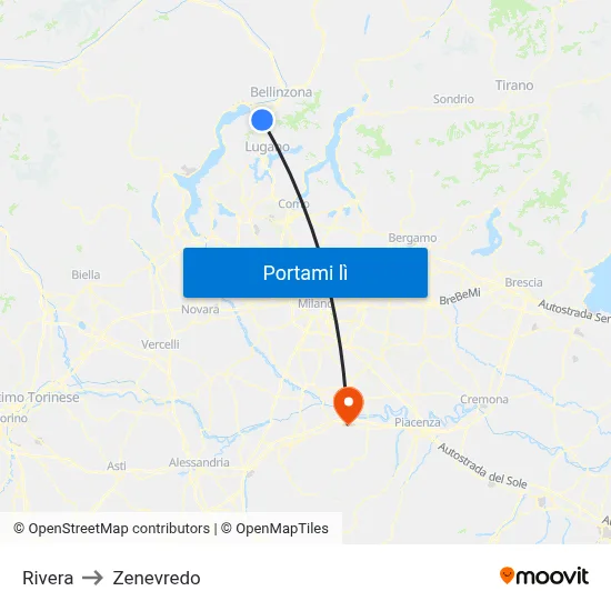 Rivera to Zenevredo map