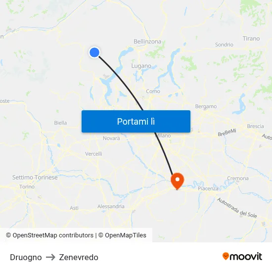 Druogno to Zenevredo map