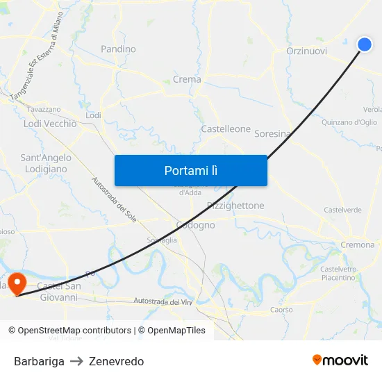 Barbariga to Zenevredo map