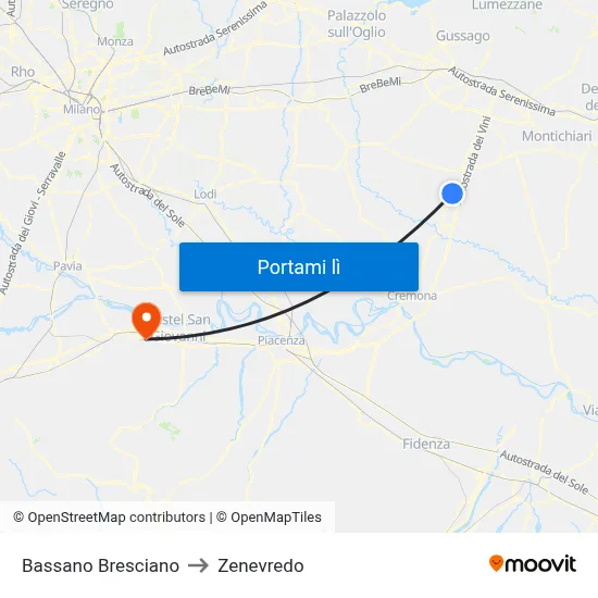 Bassano Bresciano to Zenevredo map