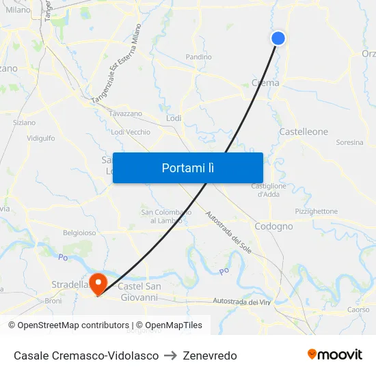 Casale Cremasco-Vidolasco to Zenevredo map