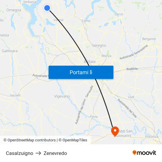 Casalzuigno to Zenevredo map