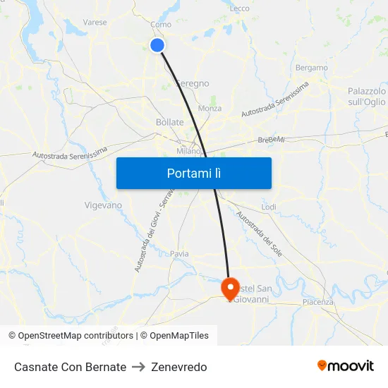 Casnate Con Bernate to Zenevredo map