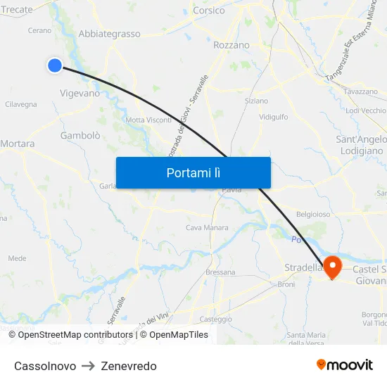 Cassolnovo to Zenevredo map