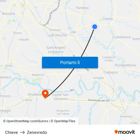 Chieve to Zenevredo map